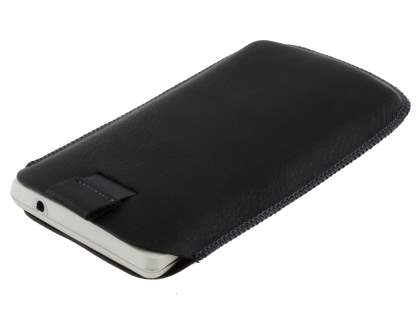 Synthetic Leather Slide-in Case with Pull-out Strap for Sony Xperia TX LT29i - Classic Black