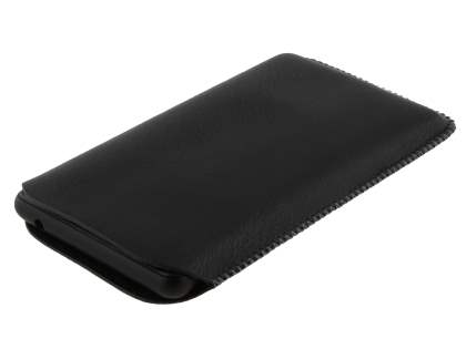 Synthetic Leather Slide-in Case with Pull-out Strap for Nokia Lumia 820 - Classic Black