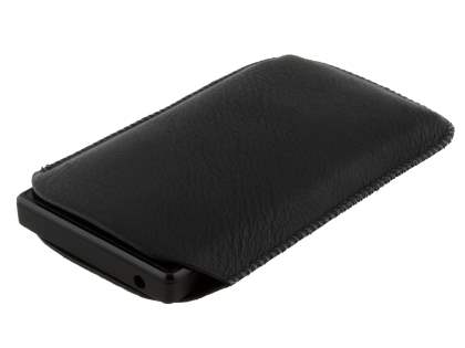 Synthetic Leather Slide-in Case with Pull-out Strap for Sony Xperia Sola MT27i - Classic Black