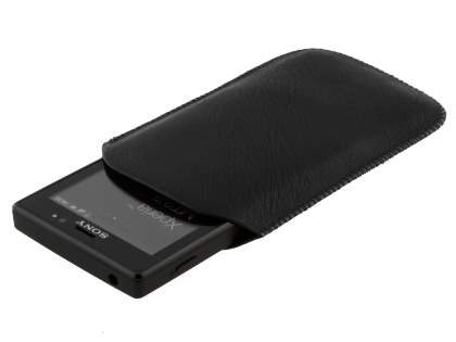 Synthetic Leather Slide-in Case with Pull-out Strap for Sony Xperia Sola MT27i - Classic Black