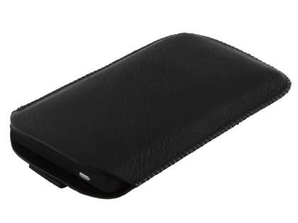 Synthetic Leather Slide-in Case with Pull-out Strap for Sony Xperia go ST27i - Classic Black