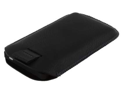 Synthetic Leather Slide-in Case with Pull-out Strap for Sony Xperia go ST27i - Classic Black