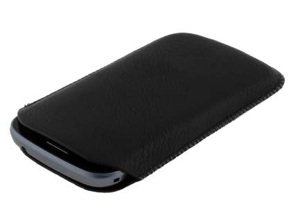 Synthetic Leather Slide-in Case with Pull-out Strap for Samsung Galaxy Trend Plus S7583T / S Duos S7562 - Classic Black