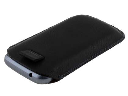 Synthetic Leather Slide-in Case with Pull-out Strap for Samsung Galaxy Trend Plus S7583T / S Duos S7562 - Classic Black