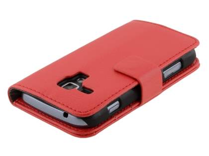 Synthetic Leather Wallet Case with Stand for Samsung Galaxy Trend S7560/S Duos S7562 - Red