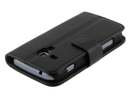 Synthetic Leather Wallet Case with Stand for Samsung Galaxy Trend S7560/S Duos S7562 - Classic Black