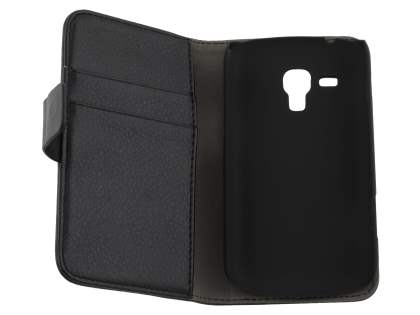 Synthetic Leather Wallet Case with Stand for Samsung Galaxy Trend S7560/S Duos S7562 - Classic Black