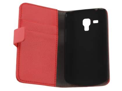 Synthetic Leather Wallet Case with Stand for Samsung Galaxy Trend S7560/S Duos S7562 - Red