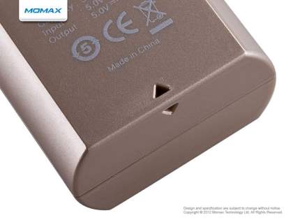 Momax iPower S2 1A USB-A External Battery Recharger with LED Flashlight - Dark Champagne