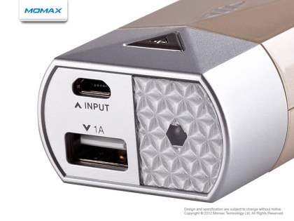 Momax iPower S2 1A USB-A External Battery Recharger with LED Flashlight - Dark Champagne