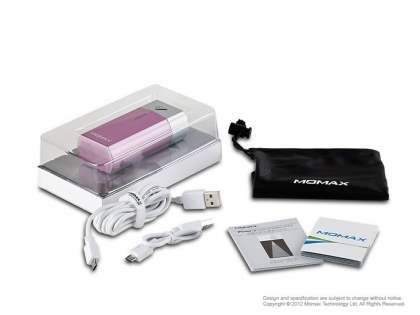 Momax iPower S2 1A USB-A External Battery Recharger with LED Flashlight - Pink