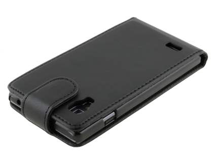 Synthetic Leather Flip Case for LG Optimus L9 P760 - Classic Black