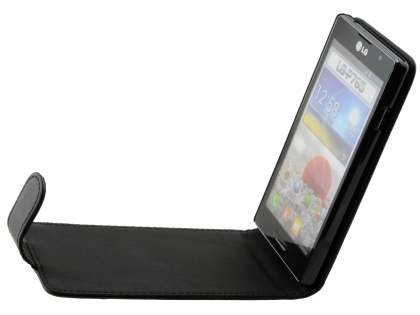 Synthetic Leather Flip Case for LG Optimus L9 P760 - Classic Black