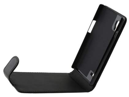 Synthetic Leather Flip Case for LG Optimus L9 P760 - Classic Black
