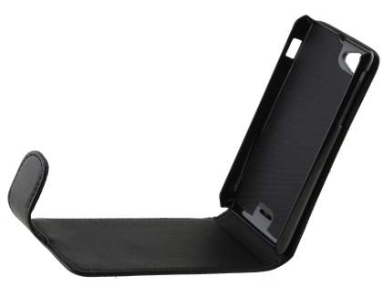 Sony Xperia J ST26i Synthetic Leather Flip Case - Classic Black