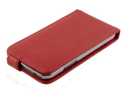 Genuine Leather Flip Case for Samsung Galaxy Note 2 4G - Red