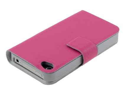 iPhone 4/4S Slim Genuine Leather Portfolio Case - Pink