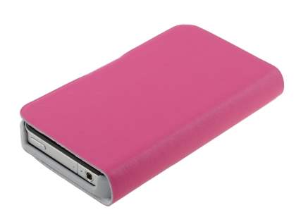 iPhone 4/4S Slim Genuine Leather Portfolio Case - Pink