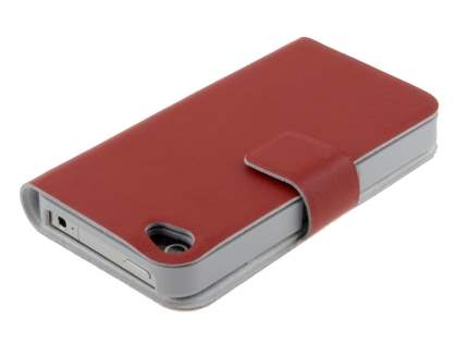 iPhone 4/4S Slim Genuine Leather Portfolio Case - Red