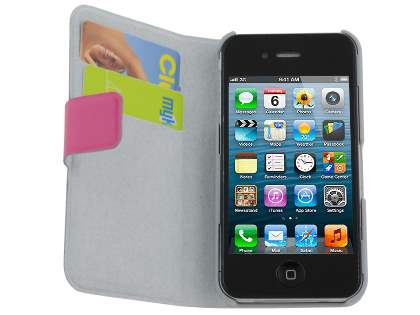 iPhone 4/4S Slim Genuine Leather Portfolio Case - Pink