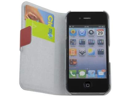 iPhone 4/4S Slim Genuine Leather Portfolio Case - Red