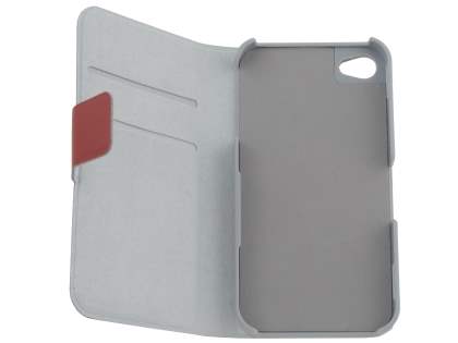 iPhone 4/4S Slim Genuine Leather Portfolio Case - Red