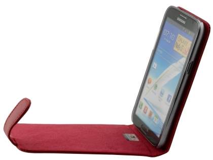 Genuine Leather Flip Case for Samsung Galaxy Note 2 4G - Red