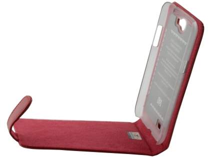 Genuine Leather Flip Case for Samsung Galaxy Note 2 4G - Red