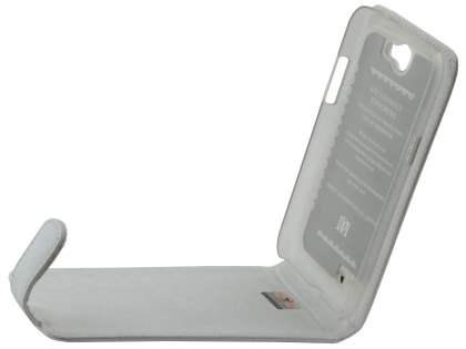 Genuine Leather Flip Case for Samsung Galaxy Note 2 4G - White