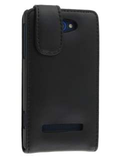 Genuine Leather Flip Case for HTC Windows Phone 8S - Black Genuine Leather Flip Case for HTC Windows Phone 8S - Black