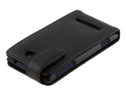 Genuine Leather Flip Case for HTC Windows Phone 8S - Black