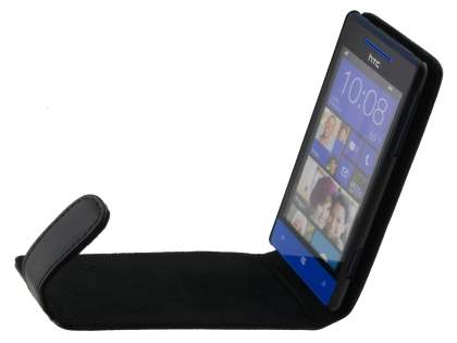 Genuine Leather Flip Case for HTC Windows Phone 8S - Black