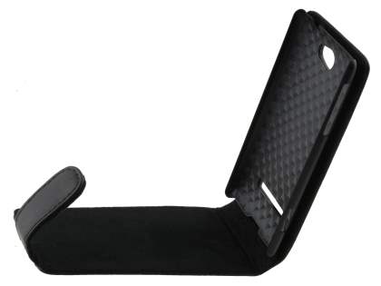 Genuine Leather Flip Case for HTC Windows Phone 8S - Black