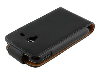 Samsung Galaxy Ace Plus S7500 Synthetic Leather Flip Case - Black