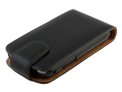 Samsung Galaxy Ace Plus S7500 Synthetic Leather Flip Case - Black