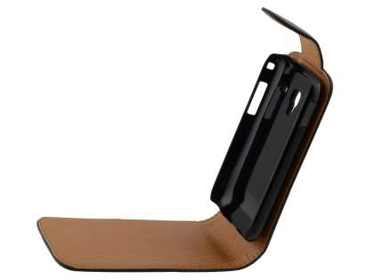 Samsung Galaxy Ace Plus S7500 Synthetic Leather Flip Case - Black