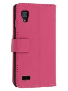 Synthetic Leather Wallet Case with Stand for LG Optimus L9 P760 - Pink