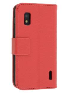 Synthetic Leather Wallet Case with Stand for LG Nexus 4 E960 - Red Leather Wallet Case
