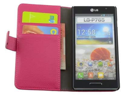 Synthetic Leather Wallet Case with Stand for LG Optimus L9 P760 - Pink