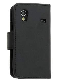 Samsung Galaxy Ace S5830 Synthetic Leather Wallet Case - Classic Black