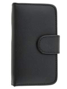 Samsung Galaxy Ace S5830 Synthetic Leather Wallet Case - Classic Black