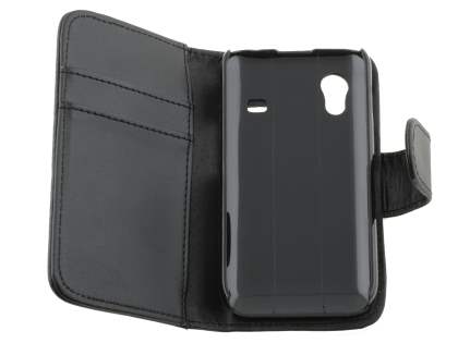 Samsung Galaxy Ace S5830 Synthetic Leather Wallet Case - Classic Black