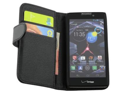 Motorola RAZR HD 4G Synthetic Leather Wallet Case - Classic Black