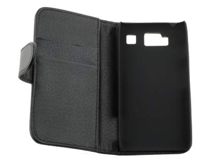 Motorola RAZR HD 4G Synthetic Leather Wallet Case - Classic Black