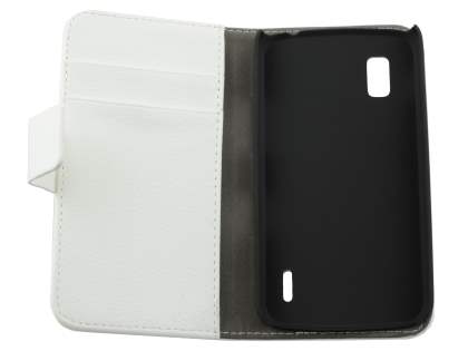 Synthetic Leather Wallet Case with Stand for LG Nexus 4 E960 - Pearl White