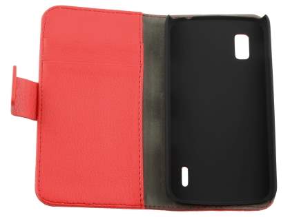 Synthetic Leather Wallet Case with Stand for LG Nexus 4 E960 - Red
