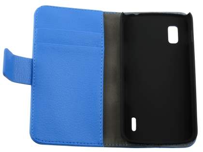 Synthetic Leather Wallet Case with Stand for LG Nexus 4 E960 - Blue