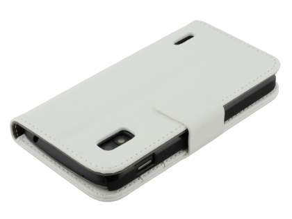 Synthetic Leather Wallet Case with Stand for LG Nexus 4 E960 - Pearl White