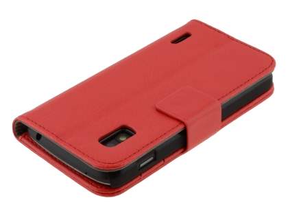 Synthetic Leather Wallet Case with Stand for LG Nexus 4 E960 - Red