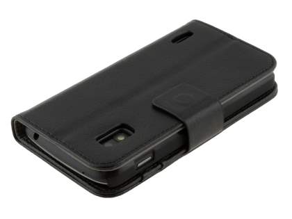 Synthetic Leather Wallet Case with Stand for LG Nexus 4 E960 - Classic Black